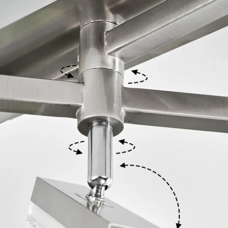 Plafonnier Vehkala LED Chrome, Nickel mat, 5 lumières, Télécommandes, Changeur de couleurs