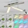 Plafonnier Vehkala LED Chrome, Nickel mat, 2 lumières, Télécommandes, Changeur de couleurs