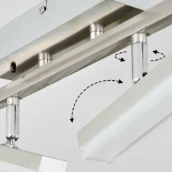 Plafonnier Vehkala LED Chrome, Nickel mat, 2 lumières, Télécommandes, Changeur de couleurs