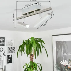 Plafonnier Vehkala LED Chrome, Nickel mat, 2 lumières, Télécommandes, Changeur de couleurs