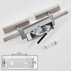 Plafonnier Vehkala LED Chrome, Nickel mat, 2 lumières, Télécommandes, Changeur de couleurs