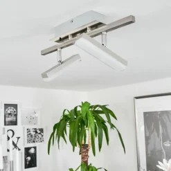 Plafonnier Vehkala LED Chrome, Nickel mat, 2 lumières, Télécommandes, Changeur de couleurs