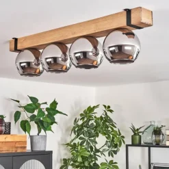 Plafonnier Verre 15cm Montgomery Écru, Noir, 4 lumières