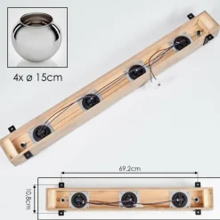 Plafonnier Verre 15cm Montgomery Écru, Noir, 4 lumières