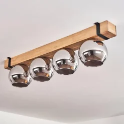 Plafonnier Verre 15cm Montgomery Écru, Noir, 4 lumières