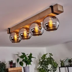 Plafonnier Verre 15cm Montgomery Écru, Noir, 4 lumières