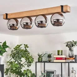 Plafonnier Verre 15cm Montgomery Écru, Noir, 4 lumières