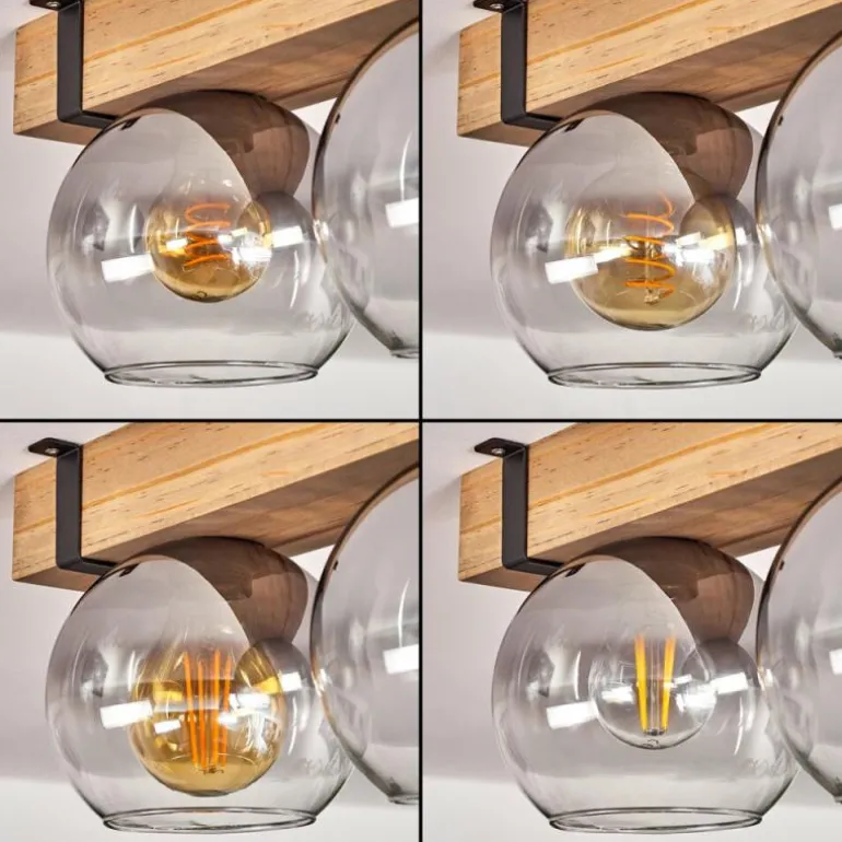 Plafonnier Verre 15cm Montgomery Écru, Noir, 4 lumières