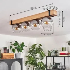 Plafonnier Verre 15cm Montgomery Écru, Noir, 4 lumières