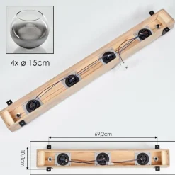 Plafonnier Verre 15cm Montgomery Écru, Noir, 4 lumières