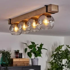 Plafonnier Verre 15cm Montgomery Écru, Noir, 4 lumières