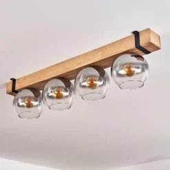 Plafonnier Verre 15cm Montgomery Écru, Noir, 4 lumières