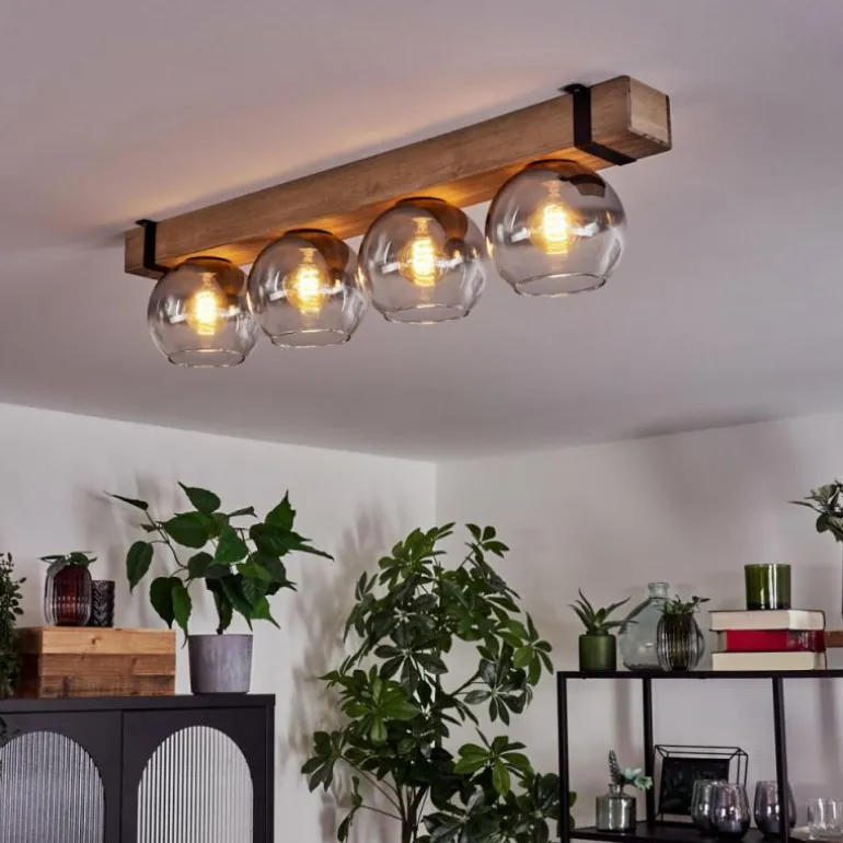 Plafonnier Verre 15cm Montgomery Écru, Noir, 4 lumières