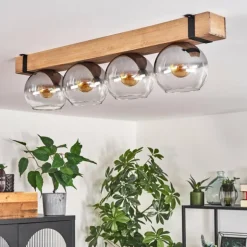 Plafonnier Verre 15cm Montgomery Écru, Noir, 4 lumières