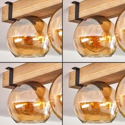 Plafonnier Verre 15cm Montgomery Écru, Noir, 4 lumières