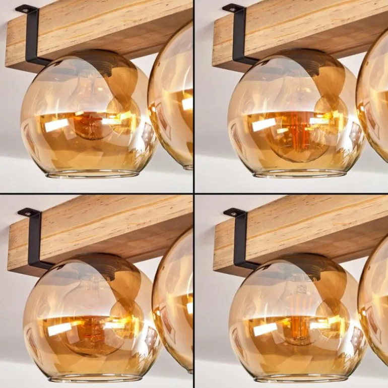 Plafonnier Verre 15cm Montgomery Écru, Noir, 4 lumières