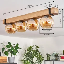 Plafonnier Verre 15cm Montgomery Écru, Noir, 4 lumières