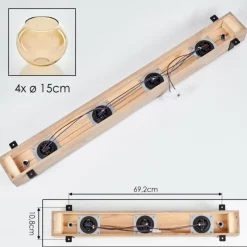 Plafonnier Verre 15cm Montgomery Écru, Noir, 4 lumières