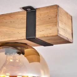 Plafonnier Verre 15cm Montgomery Écru, Noir, 4 lumières