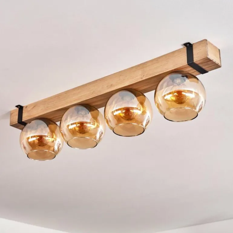 Plafonnier Verre 15cm Montgomery Écru, Noir, 4 lumières