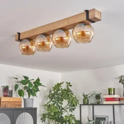 Plafonnier Verre 15cm Montgomery Écru, Noir, 4 lumières