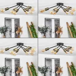 Plafonnier Vestjelland Laiton, Noir, 6 lumières