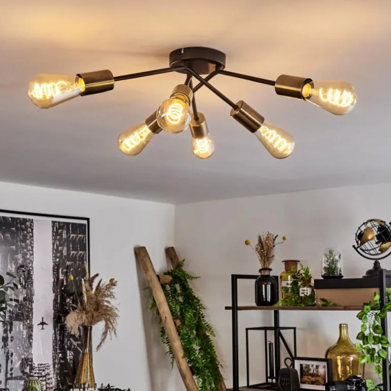 Plafonnier Vestjelland Laiton, Noir, 6 lumières