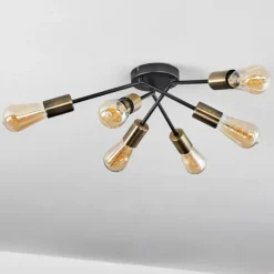Plafonnier Vestjelland Laiton, Noir, 6 lumières