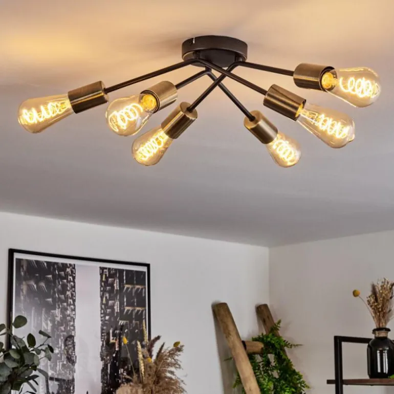 Plafonnier Vestjelland Laiton, Noir, 6 lumières