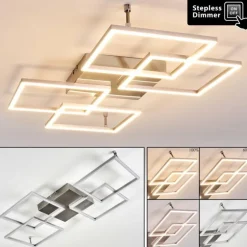 Plafonnier Veyrier LED Acier brossé, 4 lumières