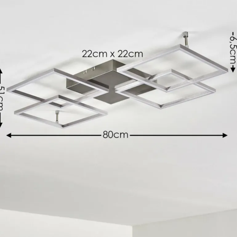 Plafonnier Veyrier LED Acier brossé, 4 lumières