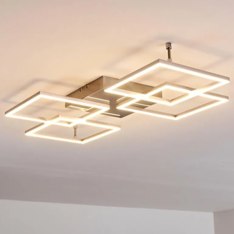 Plafonnier Veyrier LED Acier brossé, 4 lumières