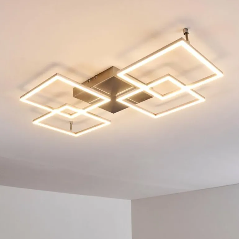 Plafonnier Veyrier LED Acier brossé, 4 lumières