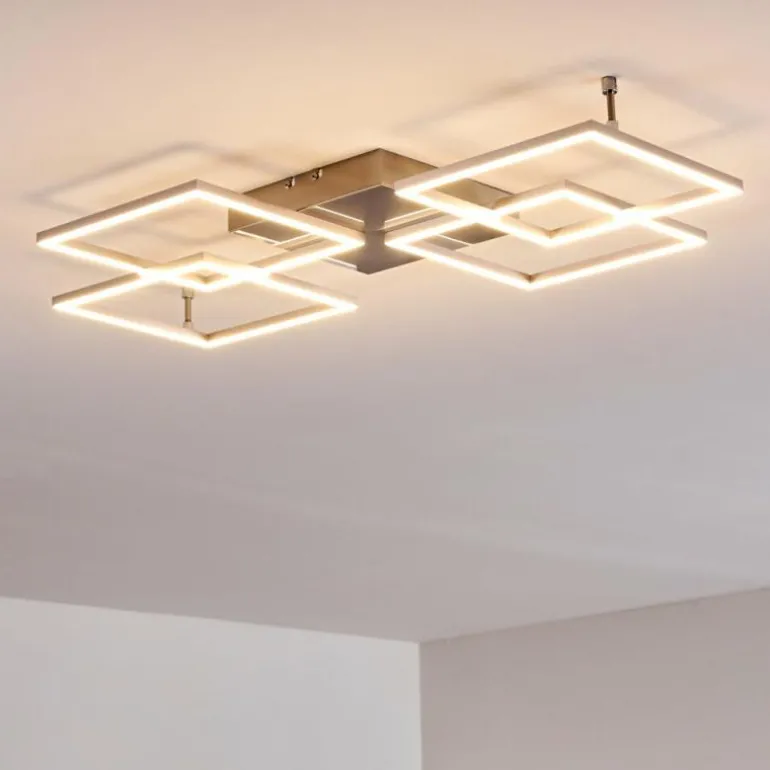 Plafonnier Veyrier LED Acier brossé, 4 lumières