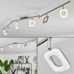 Plafonnier Villenauxe LED Nickel mat, 6 lumières