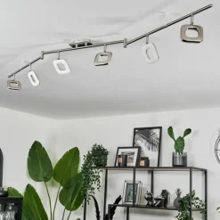 Plafonnier Villenauxe LED Nickel mat, 6 lumières