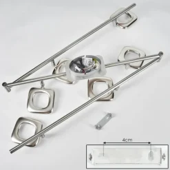 Plafonnier Villenauxe LED Nickel mat, 6 lumières