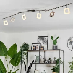 Plafonnier Villenauxe LED Nickel mat, 6 lumières