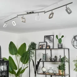 Plafonnier Villenauxe LED Nickel mat, 6 lumières