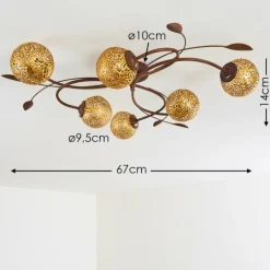 Plafonnier Virga Brun, 6 lumières