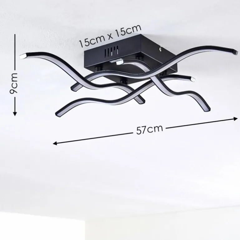 Plafonnier Voltti LED Noir, 4 lumières