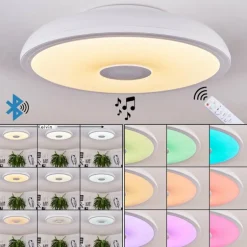 Plafonnier Vully Blanc, 1 lumière, Changeur de couleurs