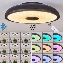 Plafonnier Vully LED Noir, 1 lumière, Télécommandes, Changeur de couleurs