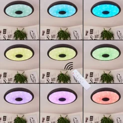 Plafonnier Vully LED Noir, 1 lumière, Télécommandes, Changeur de couleurs