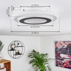 Plafonnier Wawo LED Gris, Blanc, 1 lumière, Télécommandes