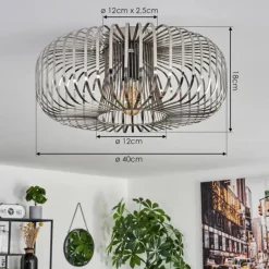 Plafonnier Wemude Argenté, 1 lumière