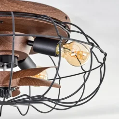 Plafonnier Wemude Brun, Noir, 4 lumières, Télécommandes