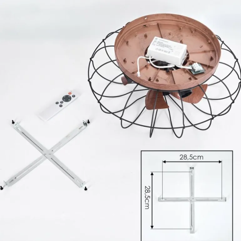 Plafonnier Wemude Brun, Noir, 4 lumières, Télécommandes