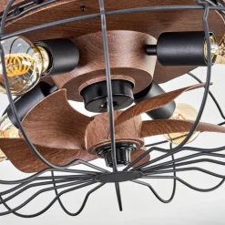 Plafonnier Wemude Brun, Noir, 4 lumières, Télécommandes