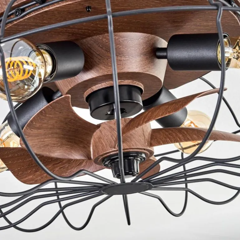 Plafonnier Wemude Brun, Noir, 4 lumières, Télécommandes
